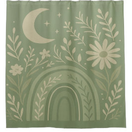 Sage Green Boho Duschvorhang