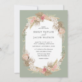Sage Green Boho Floral Faire-part de mariage