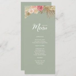 Sage green Boho Floral Mariage plat Menu