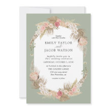 Sage Green Boho Floral Wedding Einladung