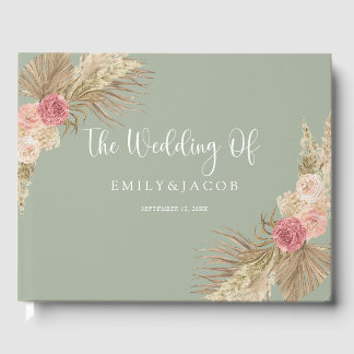 Sage Green Boho Floral Wedding Gästebuch