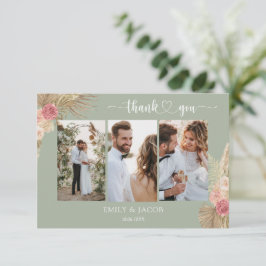 Sage green Boho Foto Hochzeit danke Ihnen Karte
