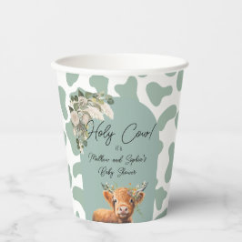 Sage Green Boho Heilige Kuh Farm Baby Dusche Pappbecher