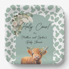 Sage Green Boho Heilige Kuh Farm Baby Dusche Pappteller