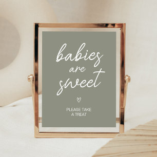 Sage Green Boho Minimalistisch Babies sind süß Poster