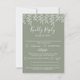 Sage Green Boho Moderne Elegante Botanische Hochze RSVP Karte