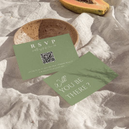 Sage Green Boho QR Code Online Fun Hochzeit RSVP Karte
