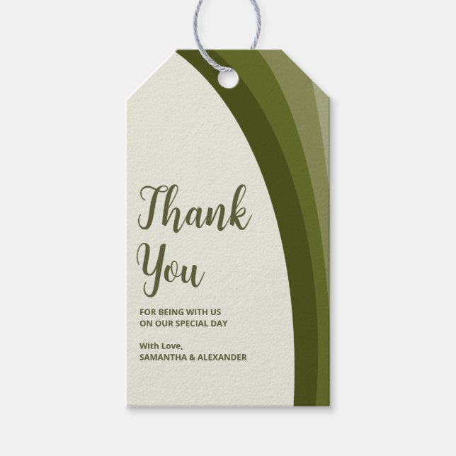 Sage Green Boho Rainbow Wedding Vielen Dank Geschenkanhänger (Vorderseite)