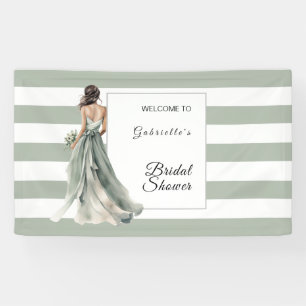 Sage Green Boho Wasserfarbe Streifen Brautparty Banner