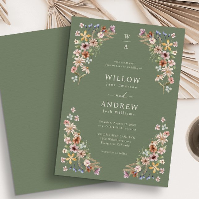 Sage Green Boho Wedding Einladung (Sage Green Boho Wedding Invitation
)