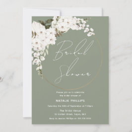 Sage Green Boho White Floral Wreath Brautparty Einladung