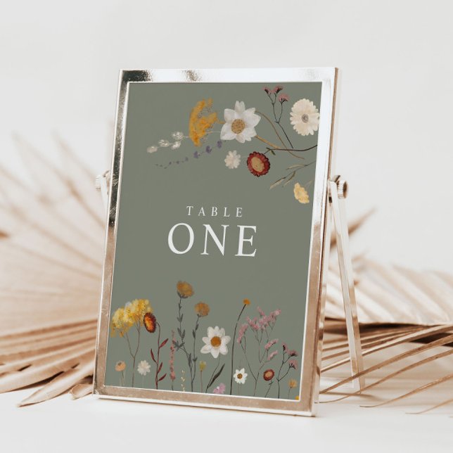 Sage Green Boho Wildblume Tischnummer Cards (Von Creator hochgeladen)