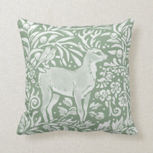 Sage Green Bois Cerf Oiseau Nature Jeter Oreiller