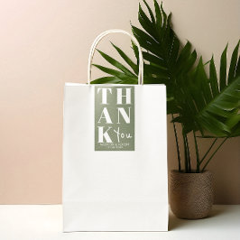 Sage Green Bold Simple Dankeschön Gastgeschenk Hoc Rechteckiger Aufkleber