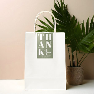 Sage Green Bold Simple Dankeschön Gastgeschenk Hoc Rechteckiger Aufkleber