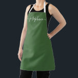 Sage Green Botanica Chic Elegant Skriptname Schürze<br><div class="desc">Sie Liebe eine personalisierte Schürze,  während sie kreiert,  backt,  kocht oder mit ihren sukkulenten und anderen Pflanze arbeitet. Ein perfektes Geschenk,  um ihre Talente zu fördern. Weiße Schrift für den Namen mit langjährigem Schwanz-Verzierungen auf einer sage-grünen Schürze. Einfach,  elegant und modern.</div>