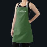 Sage Green Botanica Chic Elegant Skriptname Schürze<br><div class="desc">Sie Liebe eine personalisierte Schürze,  während sie kreiert,  backt,  kocht oder mit ihren sukkulenten und anderen Pflanze arbeitet. Ein perfektes Geschenk,  um ihre Talente zu fördern. Weiße Schrift für den Namen mit langjährigem Schwanz-Verzierungen auf einer sage-grünen Schürze. Einfach,  elegant und modern.</div>