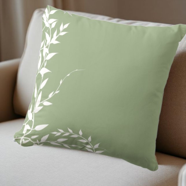 Sage Green Botanical Blätter Kissen (Von Creator hochgeladen)