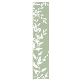 Sage Green Botanical Blätter Kurzer Tischläufer
