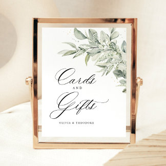 Sage Green Botanical Cards & Gifts Wedding Table Sockelschild