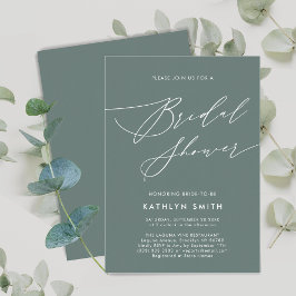Sage Green Botanical Elegant Script-Brautparty Einladung