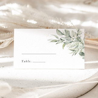Sage Green Botanical Elegant Wedding Place Cards Platzkarte