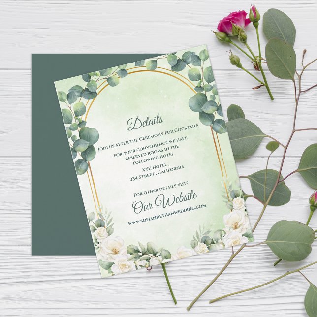 Sage Green Botanical Eucalyptus Wedding Details Begleitkarte (Sage Green Botanical Eucalyptus Wedding Details Enclosure Card)