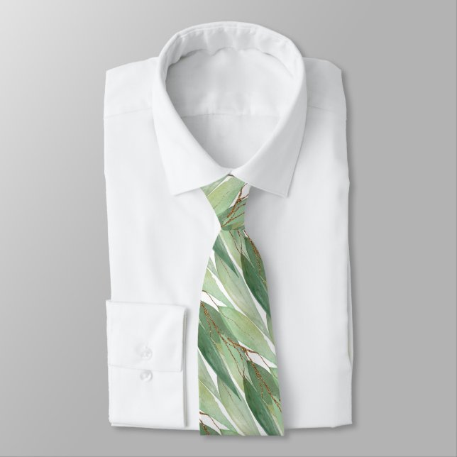 SAGE GREEN BOTANICAL EUCALYPTUS WHITE KRAWATTE (Gebunden)