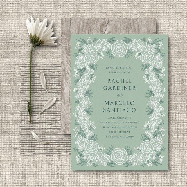 Sage Green Botanical Floral Wedding Einladung (Von Creator hochgeladen)