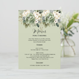 Sage Green Botanical Floral Wedding | Menu Einladung
