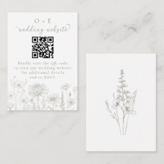 Sage Green Botanical Minimal Wedding Website QR Begleitkarte