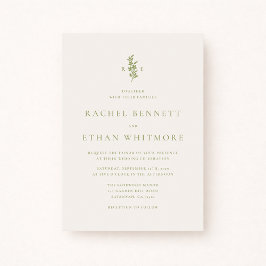 Sage Green Botanical Monogram Wedding Invitation Ankündigung