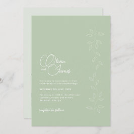 Sage Green Botanical QR Code Hochzeit Einladung