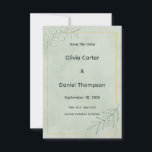 Sage Green Botanical Save the Date Card<br><div class="desc">Elegant sage green botanical Save the Date card featuring delicate eucalyptus accents and a refined gold frame. Designed for modern greenery and garden-inspired weddings, this editable wedding announcement offers a timeless and sophisticated first impression for your special day. Personalize with your names, wedding date, and location to create a cohesive...</div>