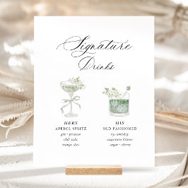 Sage Green Botanical Signature Drinks Wedding Sockelschild