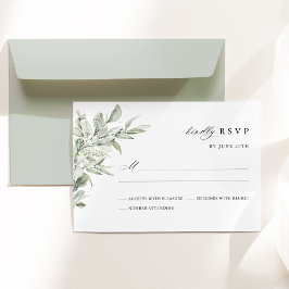 Sage Green Botanical Watercolor Elegant Wedding RSVP Karte