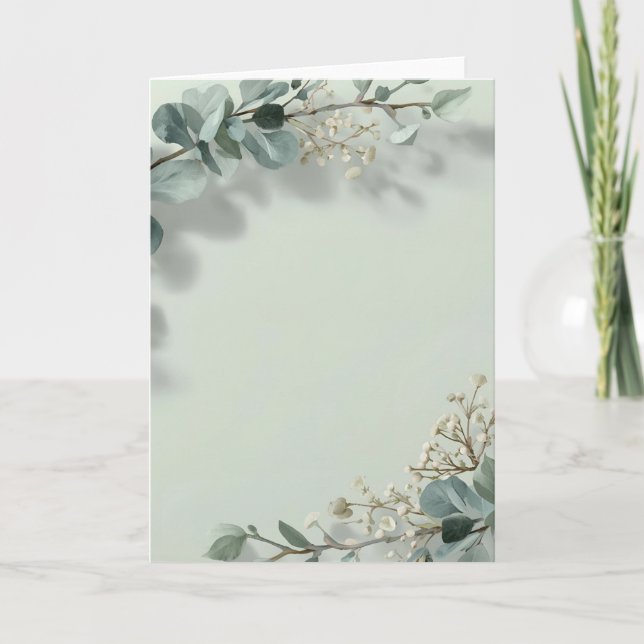Sage Green Botanical Watercolor Wedding Invitation Karte (Vorderseite)