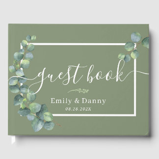 Sage Green Botanical Wedding Elegantes Gästebuch
