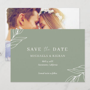 Sage Green Botanical Wedding Foto Save The Date