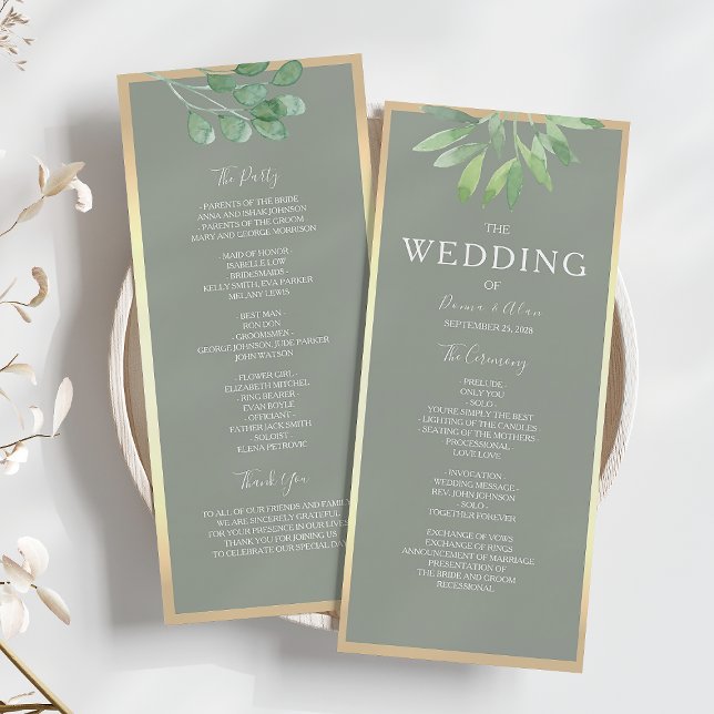 Sage Green Botanical Wedding Program Programm (Von Creator hochgeladen)