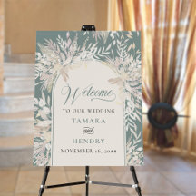Sage Green Botanical Wedding Welcome Easel