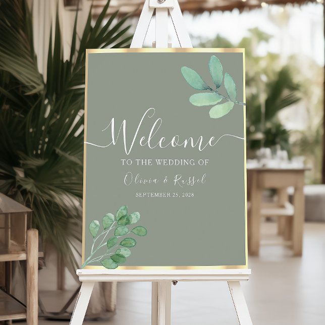 Sage Green Botanical Wedding Willkommenszeichen Poster (Von Creator hochgeladen)