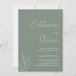 Sage Green botanische minimalistische Hochzeit Ein Einladung