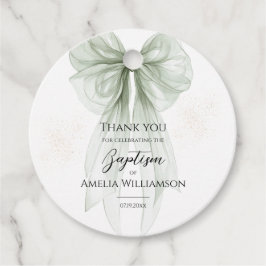 Sage Green Bow Baptisse Geschenkanhänger