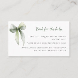 Sage Green Bow Books for Baby Card Visitenkarte