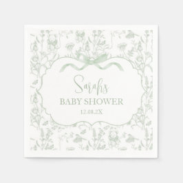 Sage Green Bow Chinoiserie Babydusche Serviette
