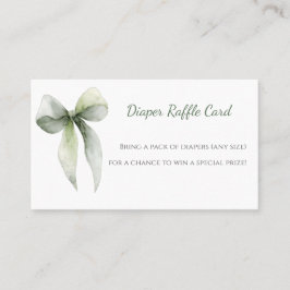 Sage Green Bow Diaper Raffle Card Visitenkarte