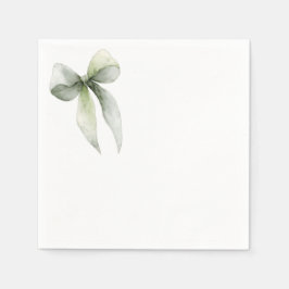 Sage Green Bow Gingham Baby Shower Serviette