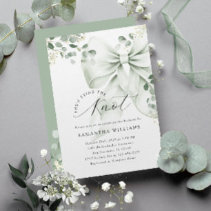 Sage Green Bow Greenery Brautparty Einladung