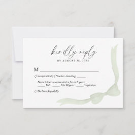 Sage Green Bow Ribbon Menu Choice Wedding RSVP